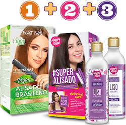 Kativa Vegan Straightening Kit 225ml, Straightening Kit By Kativa 80ml & Post Treatment Shampoo & Conditioner 340ml Σετ Θεραπείας Μαλλιών με Κερατίνη για Ισιωτική Kativa Vegan Straightening Kit 225ml, Straightening Kit By Kativa 80ml & Post Treatment Shampoo & Conditioner 340ml Σετ Θεραπείας Μαλλιών με Κερατίνη για Ισιωτική