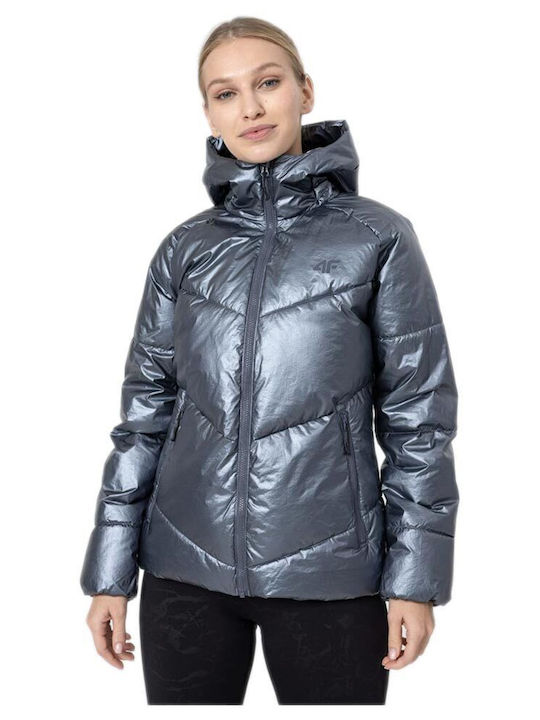 4F Women's Short Puffer Jacket for Winter Gray
