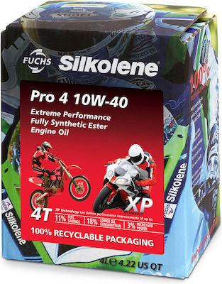 Fuchs Silkolene Pro 4 XP Synthetic Motorcycle Oil for Four-Stroke Engines 10W-40 4lt