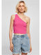 Urban Classics Women's Summer Crop Top Cotton with One Shoulder Fuchsia