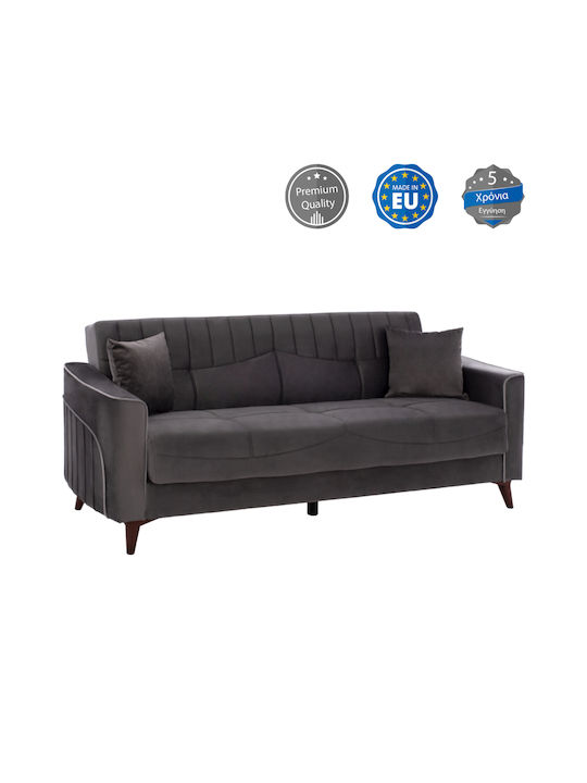 Portman Three-Seater Fabric Sofa Bed Gray 210x80cm