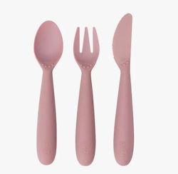 Ezpz Baby Set with Fork Happy Utensils made of Silicone Blush 3pcs
