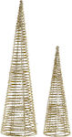 DKD Home Decor Christmas Decorative Illuminated Tree Cone 60cm Gold 2pcs