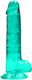 Shots Realistic Dildo With Balls Realistisches Dildo mit Hoden und Saugnapf Turquoise 17cm