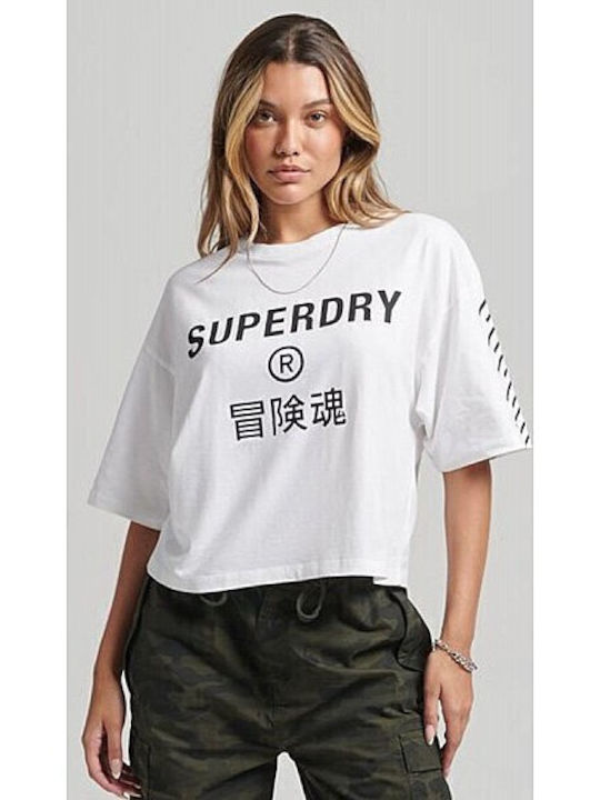 Superdry Code Core Bluza Damă Oversized Tricou Alb