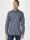 Elisha02 Long Sleeve Cotton Slim Fit Shirt in Navy Blue