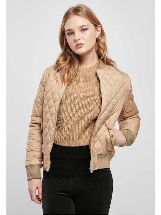 Urban Classics Κοντό Γυναικείο Bomber Jacket Μπεζ
