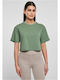 Urban Classics Women's Summer Crop Top Cotton Short Sleeve Green