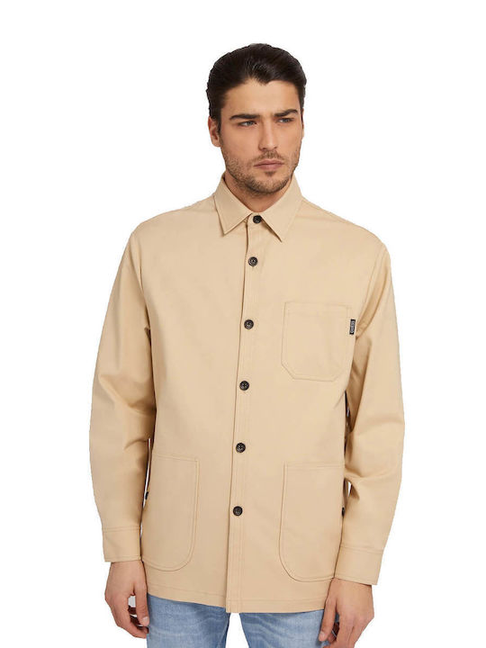 Guess Herrenhemd Overshirt Langärmelig Beige