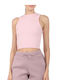 Guess Damen Sportliches Crop Top Ärmellos Rosa