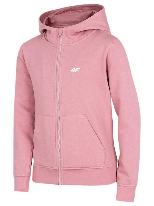 4F Kids Sweatshirt Cardigan Cotton with Hood Pink
