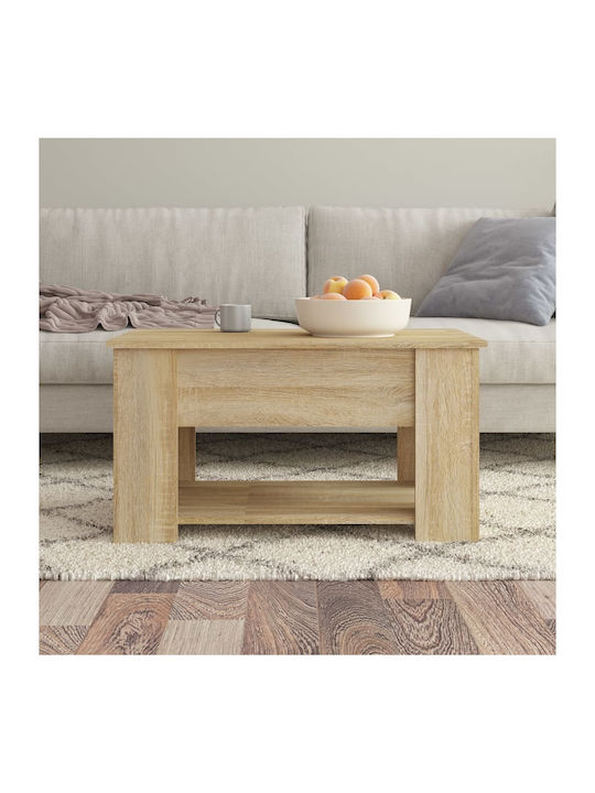 vidaXL Rechteckiges Zentral Kaffeetisch Aus Holz Mit Hebemechanismus Beige M79xB49xH41cm