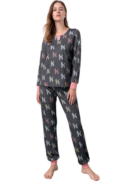 Vamp Winter Damen Pyjama-Set Gray