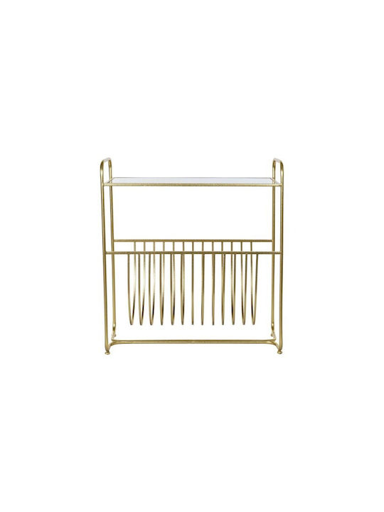 DKD Home Decor Metallic Magazine Rack Gold 75x35x83cm