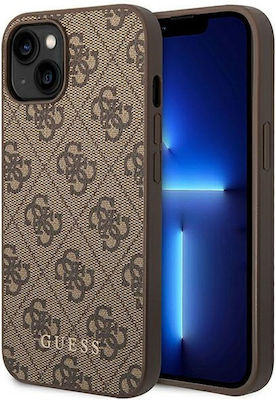 Guess 4G Metal Gold Logo Plastic Back Cover Brown (iPhone 14 Plus)