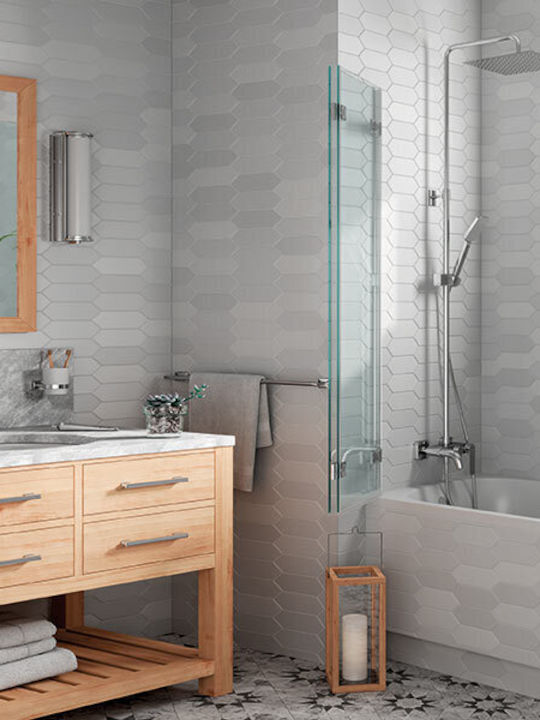 Ferro Algeo Square Adjustable Shower Column with Bathtub Mixer 107.6-170cm Silver