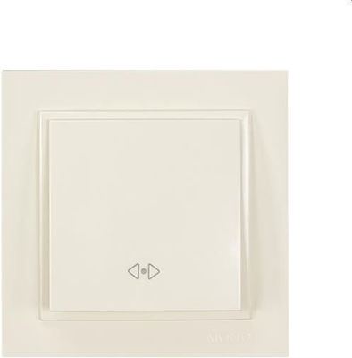 Eurolamp Recessed Electrical Rolling Shutters Wall Switch with Frame Basic Medium Aller Retour Beige 152-10206