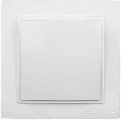 Eurolamp Recessed Electrical Lighting Wall Switch with Frame Basic White 152-10100