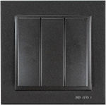 Eurolamp Recessed Electrical Lighting Wall Switch with Frame Basic Black 152-10308
