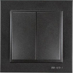 Eurolamp Recessed Electrical Lighting Wall Switch with Frame Basic Black