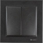 Eurolamp Recessed Electrical Lighting Wall Switch with Frame Basic Black 152-10304