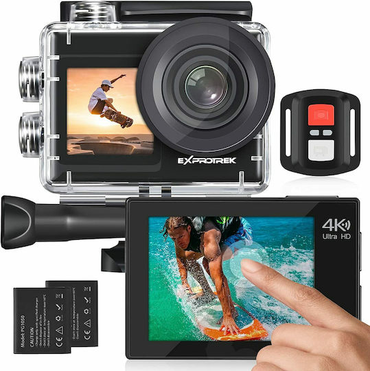 Exprotrek E68 Cameră de Acțiune 4K Ultra HD Subacvatică (cu Carcasă) cu Ecran și Wi-Fi Neagră