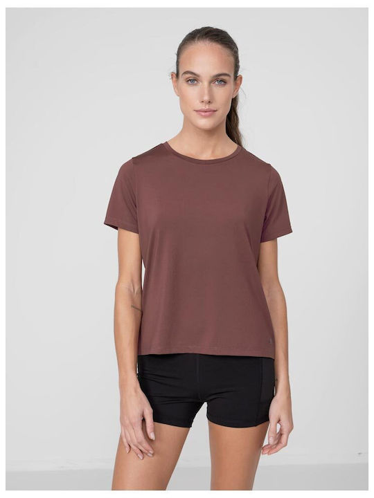 4F Damen Sport T-Shirt Schnell trocknend Burgundisch