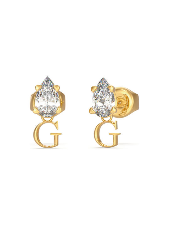 Guess Studs Party Earrings Pendants made of Steel Gold Plated with Stones