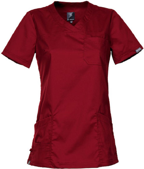 Be Unique Victoria Women's Burgundy Medical Blouse Cotton and Polyester