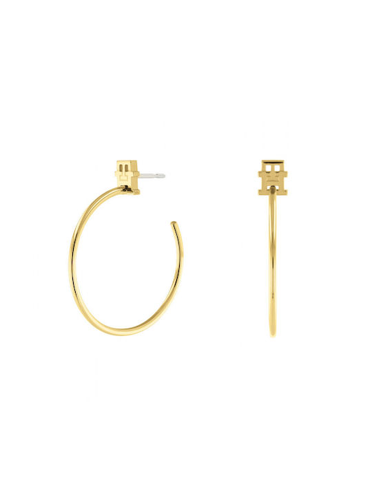 Tommy Hilfiger Earrings Hoops made of Steel Gold Plated with Stones