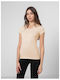 4F Women's T-shirt with V Neckline Beige