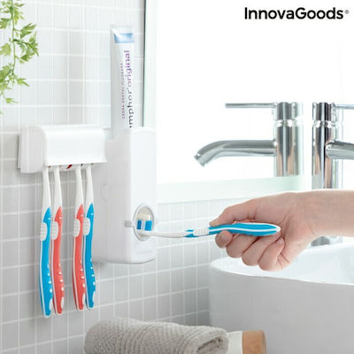 InnovaGoods Βάση Στήριξης Οδοντόβουρτσας με Αυτόματο Διανομέα Οδοντόκρεμας Επιτοίχια Πλαστική Λευκή