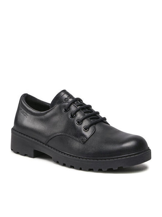 Girls Leather Moccasins with Laces Casey Black