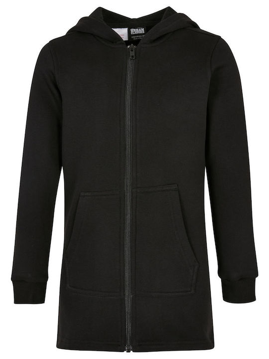 Urban Classics Girls Hooded Sweatshirt with Zipper Black