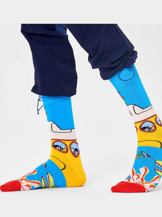 Happy Socks The Beatles Yellow Men's Patterned Socks Light Blue