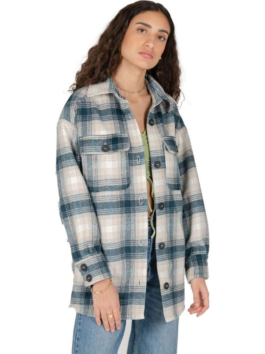 Γυναικείο Καρό Μπλε Overshirt