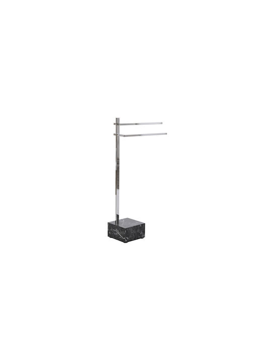 DKD Home Decor S3036742 Double Floor Standing Bathroom Freestanding Coat Rack ​45x80cm Silver