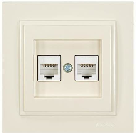 Eurolamp Dublă Priză de Rețea RJ45 Cu Cadru Tip Cat6 În Culoare Bej 152-10241