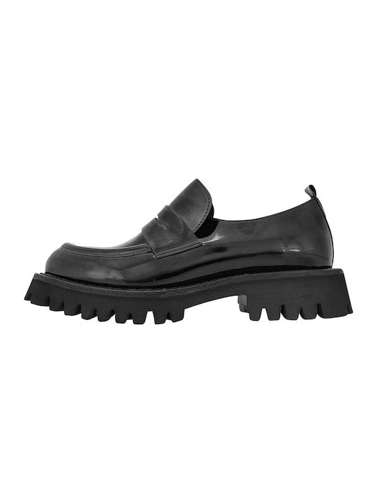Bueno Shoes Δερμάτινα Γυναικεία Oxfords σε Μαύρο Χρώμα