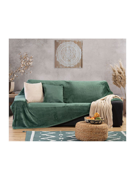 Nef-Nef Homeware Cameron Ριχτάρι Τριθέσιου Καναπέ Ζακάρ 180x300εκ. Forest Green 031791