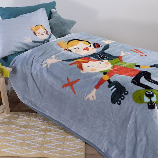 Nef-Nef Homeware City Scaters Gray Kids Blanket 160x220cm
