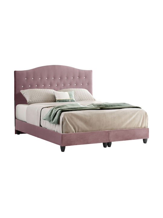 Malena Κρεβάτι Διπλό Επενδυμένο με Ύφασμα Σάπιο Μήλο με Τάβλες για Στρώμα 150x200cm