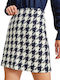 Denim High-waisted Mini Skirt Checked Blue