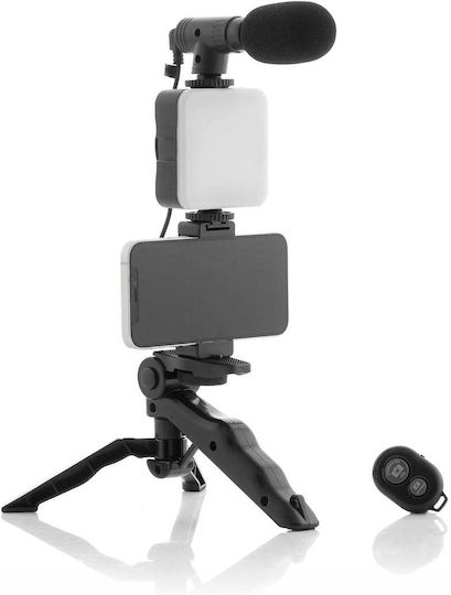 InnovaGoods Selfie Stick Τρίποδο Κινητού Bluetooth με Φωτισμό Μαύρο
