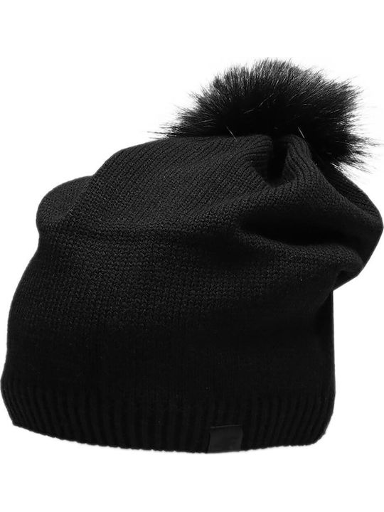 Beanie Γυναικείος Σκούφος Πλεκτός σε Μαύρο χρώμα