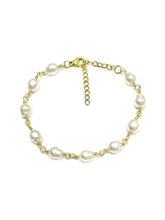 Bracelet Chain Gold Plated with Pearls