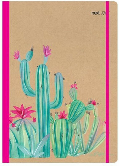 Next Caiet Cu dungi B5 80 de Foi 2 de Subiecte Trends Cactus Flexi cu elastic Cactus 1buc