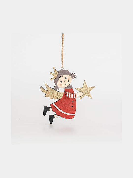 Eurolamp Christmas Wooden Angel Ornament Red 11x12cm