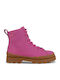 Brutus Leather Kids Boots with Laces Fuchsia