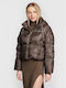 Kurz Damen Puffer Jacke für Winter Braun